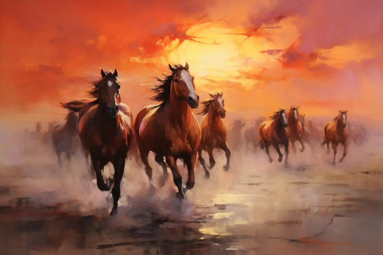 Das rote bild mit pferden